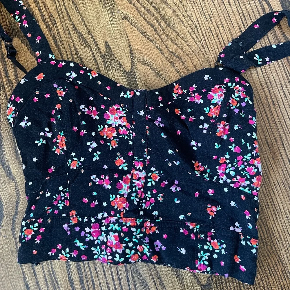 Bethany Mota floral crop top skater skirt set XS